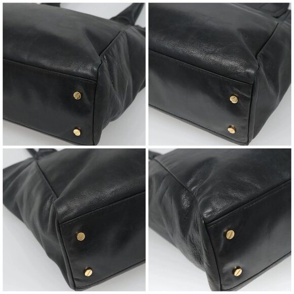 TORY BURCH Tote Bag Leather Black Gold Auth - Picture 16 of 16